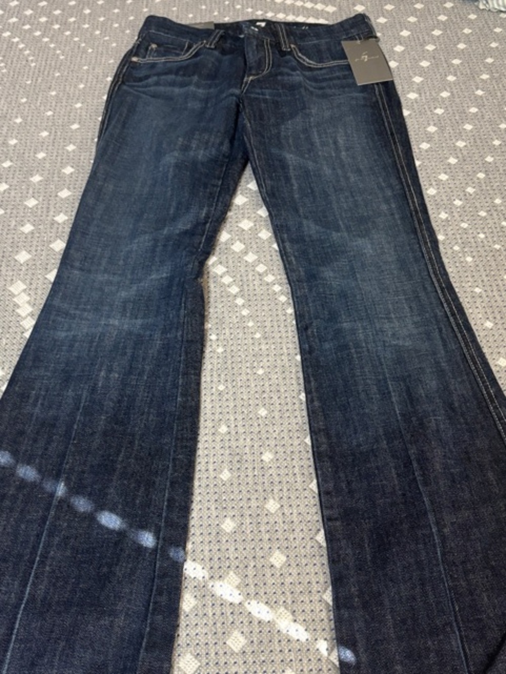 7 For All Mankind Indigo Flared Wide-Leg Jeans